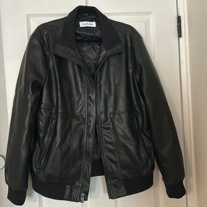 Men’s faux leather jacket, black, never worn. Calvin Klein